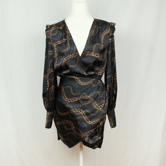 L'Academie Joyce Mini Dress Chain Print Black Size XS  Fashionable Party Look - Picture 4 of 12